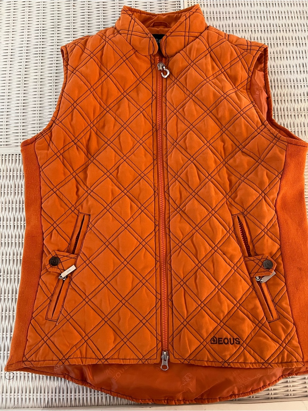 EOUS Quilted Orange Riding Vest size Large